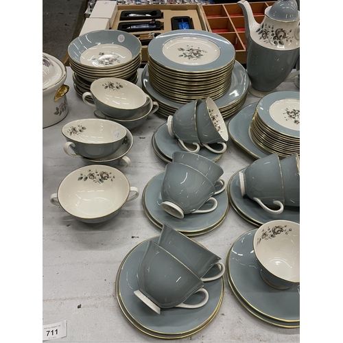 711 - A LARGE QUANTITY OF ROYAL DOULTON 'ROSE ELEGANS' DINNERWARE TO INCLUDE VARIOUS SIZED PLATES, COFFEE ... 