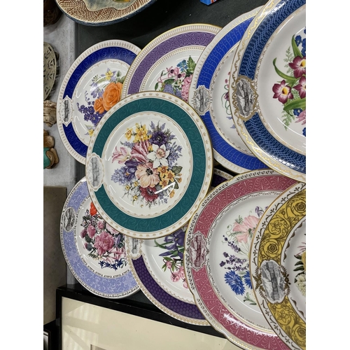 715 - A SET OF SPODE ROYAL HORTICULTURE SOCIETY FLOWER SHOW CABINET/WALL PLATES - 15 IN TOTAL