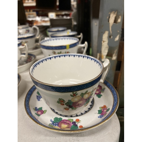 852 - A QUANTITY OF VINTAGE BOOTHS TEAWARE TO INCLUDE CUPS, SAUCERS, JUGS WITH PEWTER LIDS, SIDE PLATES, F... 