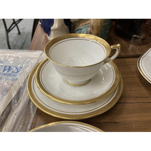 858 - A QUANTITY OF ROYAL DOULTON 'GOLD CONCORD' TO INCLUDE A CAKE PLATE, CUPS, SAUCERS AND SIDE PLATES