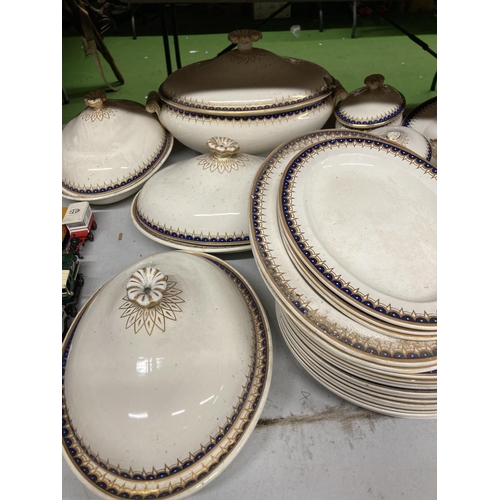 881 - A LARGE QUANTITY OF DINNERWARE TO INCLUDE LARGE LIDDED TUREENS, LARGE AND MEDIUM SERVING PLATES, DIN... 