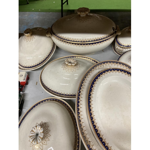 881 - A LARGE QUANTITY OF DINNERWARE TO INCLUDE LARGE LIDDED TUREENS, LARGE AND MEDIUM SERVING PLATES, DIN... 