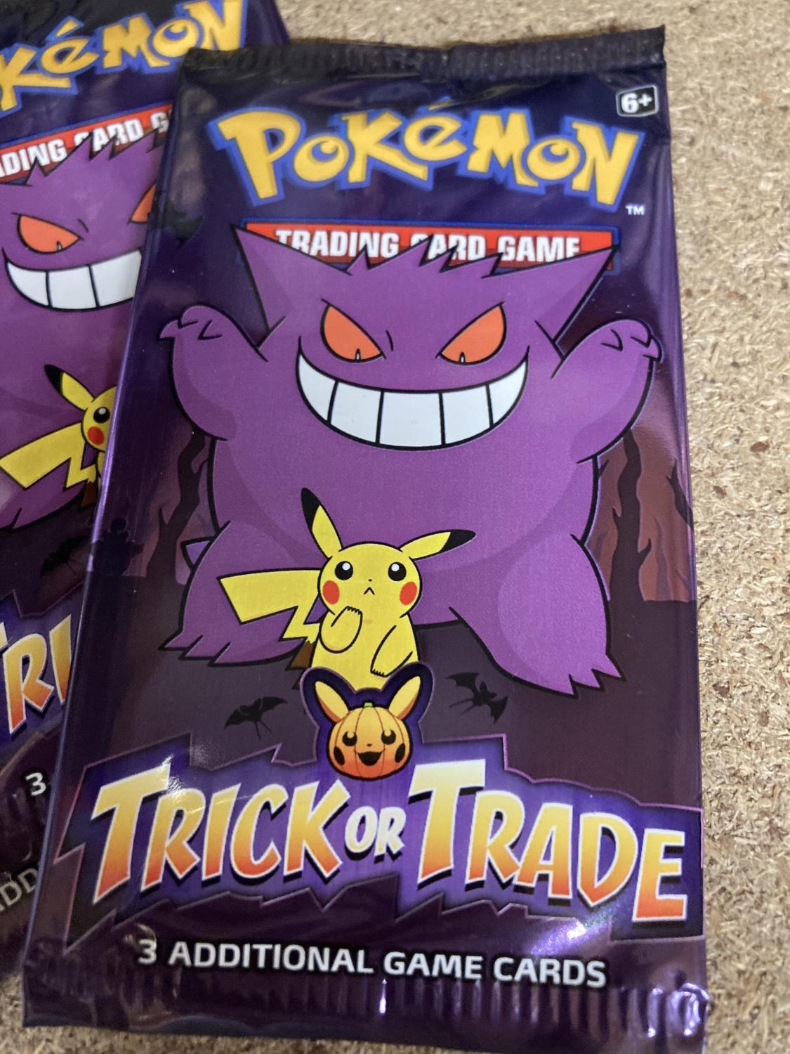 THREE SEALED U. S. A. EXCLUSIVE TRICK OR TRADE POKEMON CARDS, BOOSTER PACKS