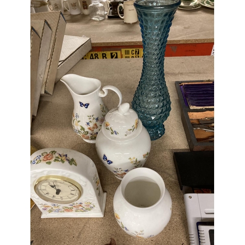 918 - A QUANTITY OF CHINA AND CERAMICS TO INCLUDE AYNSLEY 'COTTAGE GARDEN' CLOCK, VASES, ETC PLUS BIRD FIG... 