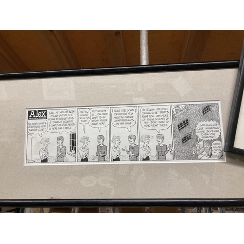 940 - THREE ALEX PEATTIE AND TAYLOR COMIC STRIP PRINTS IN BLACK FRAMES