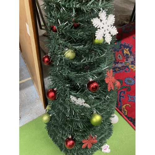 949 - A POP UP CHRISTMAS TREE WITH LIGHTS AND DECORATIONS AND STAND