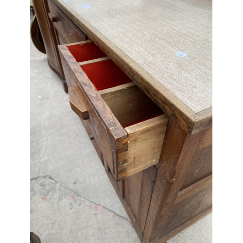 2703 - A MID 20TH CENTURY OAK KITCHEN SIDEBOARD WITH INSET FORMICA TOP, 42