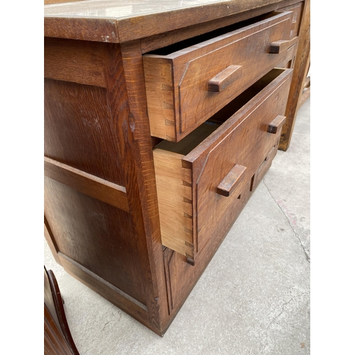 2703 - A MID 20TH CENTURY OAK KITCHEN SIDEBOARD WITH INSET FORMICA TOP, 42