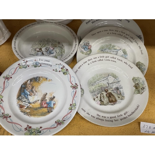 378A - A COLLECTION OF PETER RABBIT CERAMICS TO INCLUDE PLATES AND BOWLS