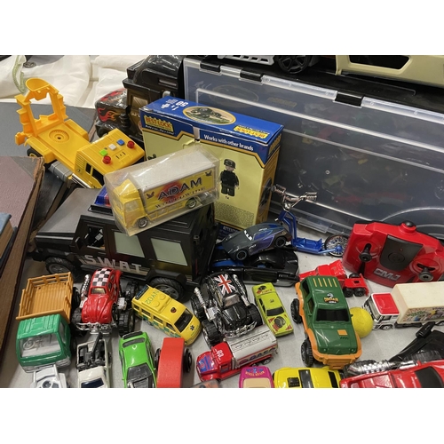 785 - A QUANTITY OF VEHICLES TO INCLUDE CARS, ETC PLUS A HUNGRY HIPPOS GAME - INCOMPLETE- A LARGE LORRY CA... 