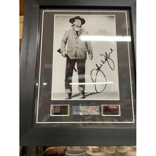 904 - THREE FRAMED JOHN WAYNE PRINTS AND STILLS