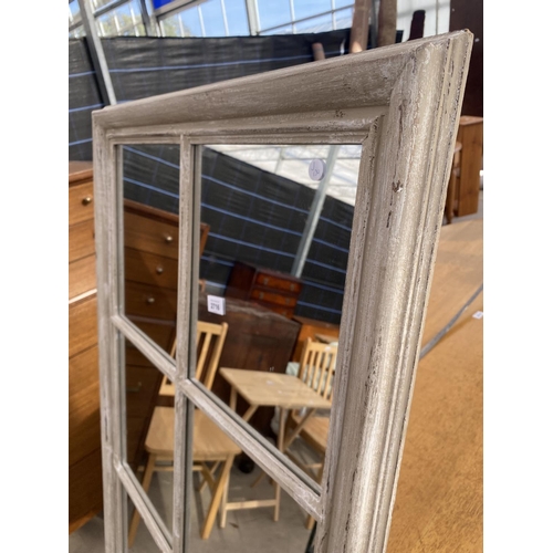 2716 - A MODERN EIGHT DIVISION WINDOW MIRROR, 61X29