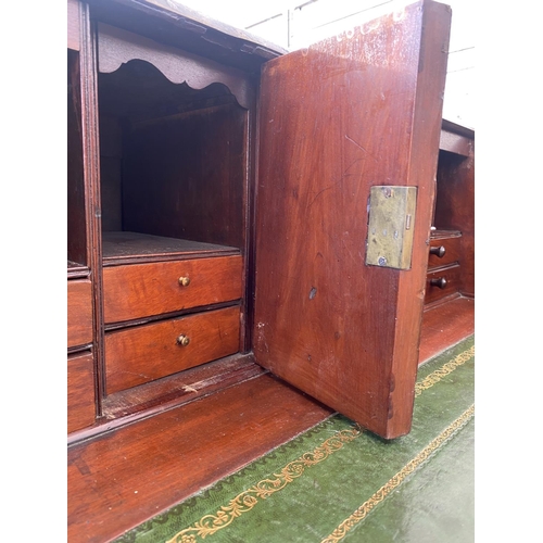 2719 - A 19TH CENTURY MAHOGANY INLAID AND CROSSBANDED BUREAU WITH FITTED INTERIOR AND FOUR GRADUATED DRAWER... 