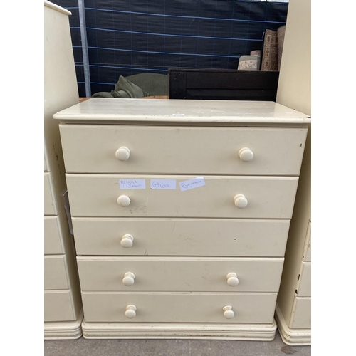 2721 - A MODERN PAINTED PINE CHEST OF FIVE DRAWERS, 33