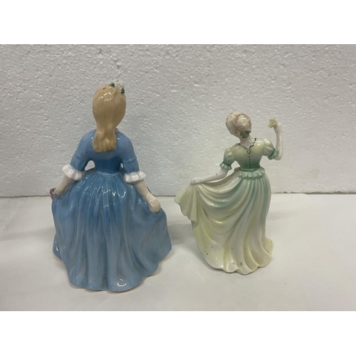 493 - TWO FIGURINES TO INCLUDE A ROYAL DOULTON A CHILD FROM WILLIAMSBURG HN 2154 AND A COALPORT CONGRATULA... 