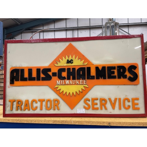 58A - AN ALLIS CHALMERS TRACTOR SERVICE ILLUMINATED LIGHT BOX SIGN 73CM X 41CM X 10CM