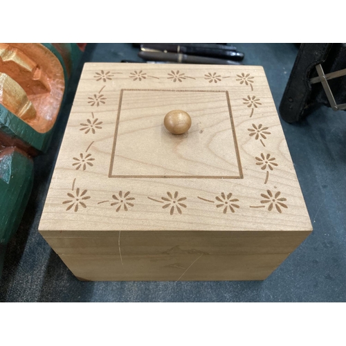 130 - A WOODEN BOX CONTAINING BRASS WEIGHTS