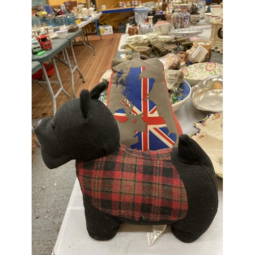 182 - TWO HEAVY CLOTH DOORSTOPS - A SCOTTY DOG AND THE UNITED KINGDOM