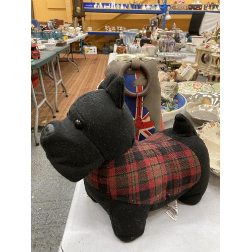 182 - TWO HEAVY CLOTH DOORSTOPS - A SCOTTY DOG AND THE UNITED KINGDOM