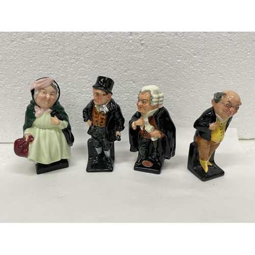 326 - FOUR ROYAL DOULTON DICKENS FIGURES TO INCLUDE BUZFUZ, SAIREY GAMP AND BILL SYKES