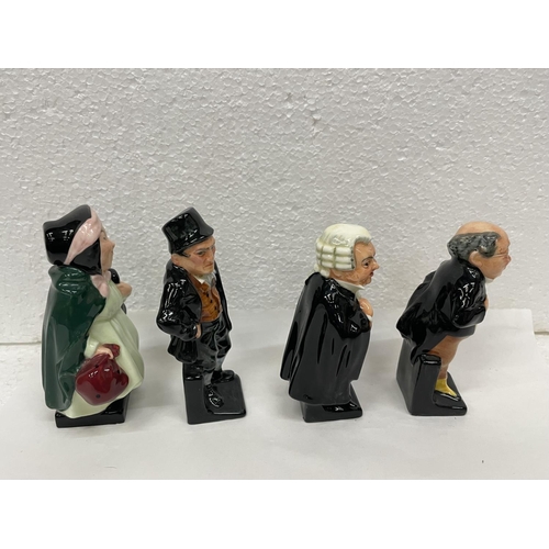 326 - FOUR ROYAL DOULTON DICKENS FIGURES TO INCLUDE BUZFUZ, SAIREY GAMP AND BILL SYKES