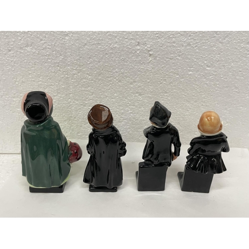 328 - FOUR ROYAL DOULTON DICKENS FIGURES TO INCLUDE THE ARTFUL DODGER, PECKSNIFF, SAIREY GAMP