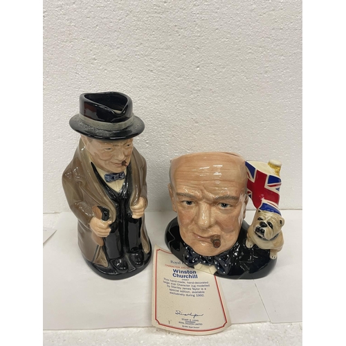 440 - TWO ROYAL DOULTON WINSTON CHURCHILL FIGURES TO INCLUDE A CHARACTER JUG OF THE YEAR AND A FURTHER JUG... 