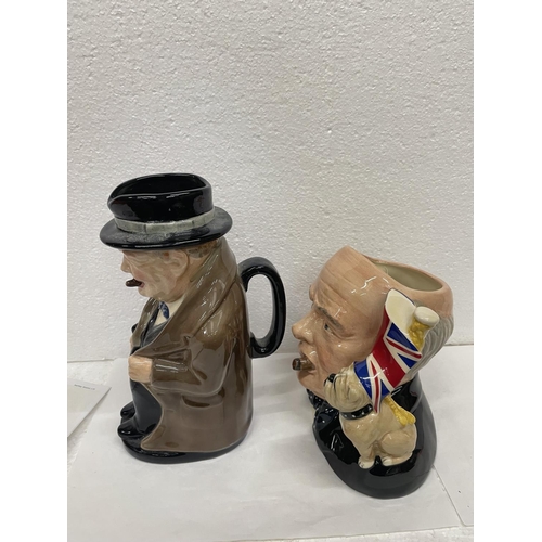 440 - TWO ROYAL DOULTON WINSTON CHURCHILL FIGURES TO INCLUDE A CHARACTER JUG OF THE YEAR AND A FURTHER JUG... 