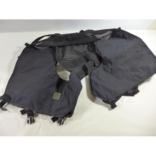 349 - A BLACK TACTICAL LOAD BEARING VEST, WITH NUMEROUS POUCHES