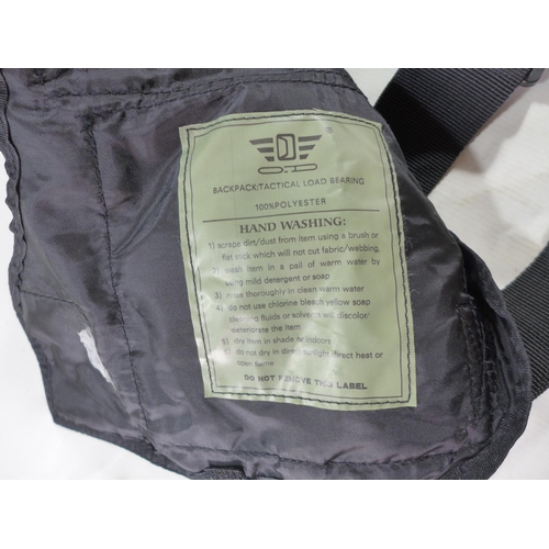 350 - A BLACK TACTICAL LOAD BEARING VEST, WITH NUMEROUS POUCHES