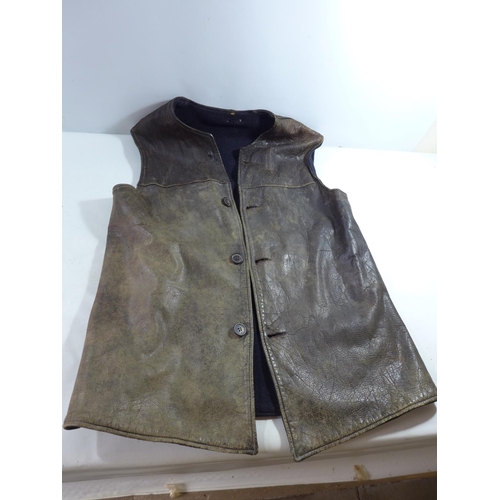 355 - A MID 20TH CENTURY BRITISH LEATHER JERKIN