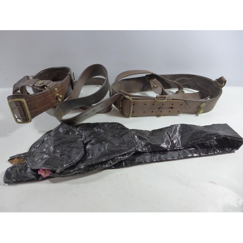 360 - TWO LEATHER SAM BROWNES, PATENT LEATHER SWORD BAG (3)