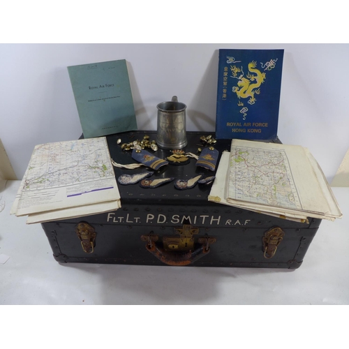 365 - A COLLECTION OF EPHEMERA RELATING TO FLIGHT LIEUTENANT P.D. SMITH OF THE R.A.F. COMPRISING TRUNK, CA... 