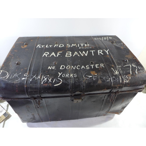 367 - TWO PAINTED METAL TRUNKS RELATING TO FLIGHT LIEUTENANCE P.D. SMITH R.A.F.