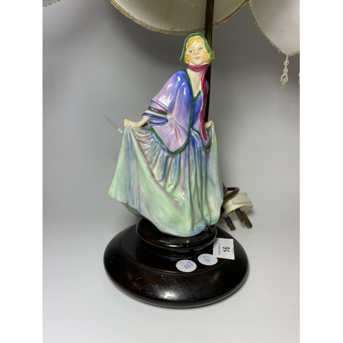 16 - A ROYAL DOULTON CERAMIC LADY FIGURE (SWEET ANN HN1318) TABLE LAMP WITH SHADE