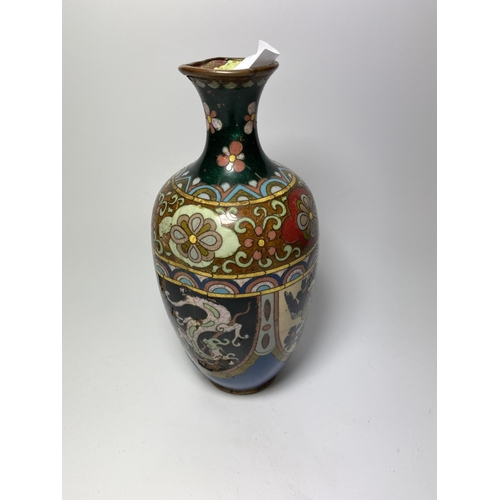 7 - A 19TH CENTURY CHINESE CLOISONNE BOTTLE VASE, 19CM HEIGHT