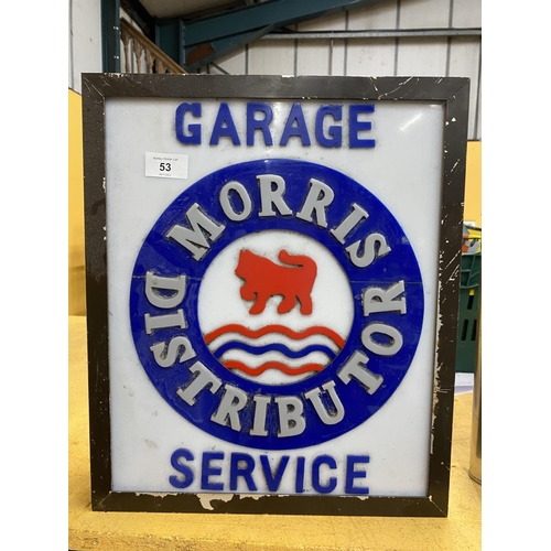 53 - A MORRIS DISTRIBUTOR GARAGE SERVICE ILLUMINATED BOX SIGN