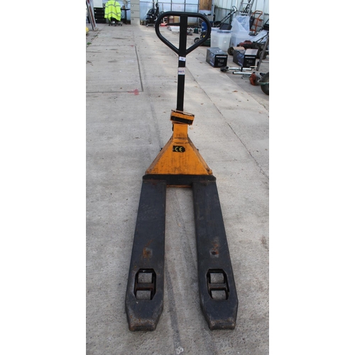 64 - PALLET TRUCK AND SCALE  NO VAT