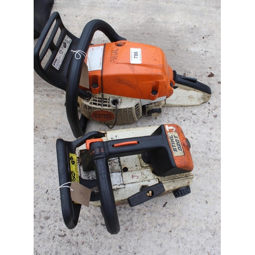 786 - A STIHL 020T CHAINSAW BODY AND A STIHL MS261 CHAINSAW BODY +VAT