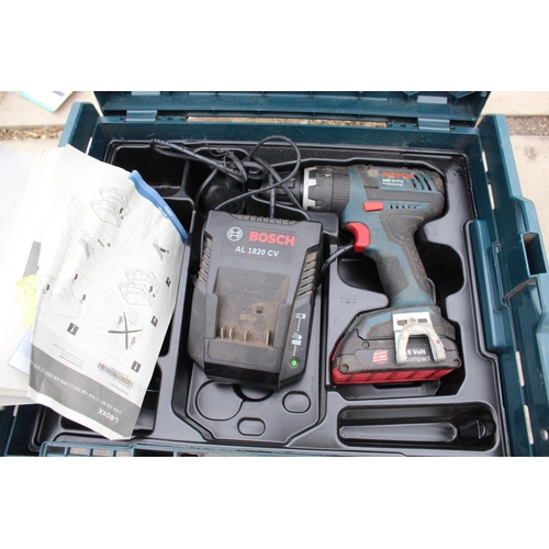 798 - A BOSCH BATTERY POWERED DRILL WITH TWO BATTERIES AND A CHARGER +VAT