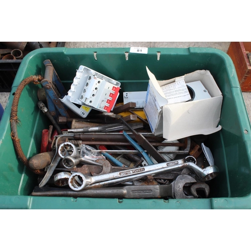 81 - BOX OF VARIOUS TOOLS - NO VAT