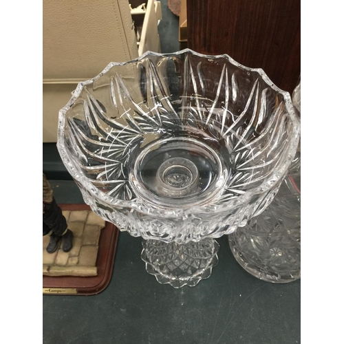 134 - TWO PIECES OF CUTGLASS CRYSTAL TO INCLUDE A DECANTER AND A COMPORT