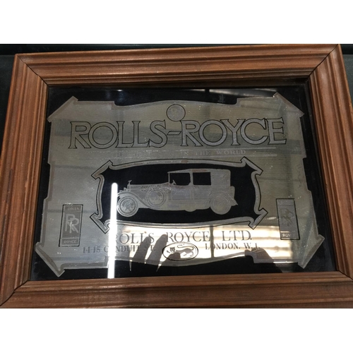 147 - A ROLLS ROYCE PICTURE MIRROR AND 100 YEARS OF ROLLS ROYCE CELEBRATION BOOK