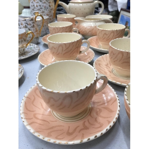 153 - A VINTAGE BURLEIGH WARE 'BALMORAL' TEASET TO INCLUDE CUPS, SAUCERS, MILK JUG AND SUGAR BOWLS, PLUS A... 