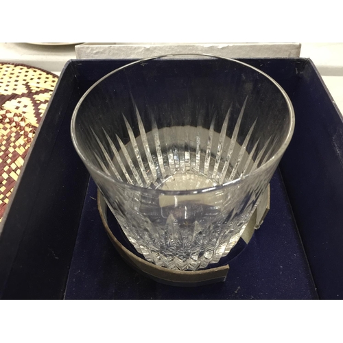 157 - A SET OF SIX ZAWIERCIE, POLAND HAND CUT LEAD CRYSTAL BRANDY GLASSES PLUS A BOXED WEBB CORBETT BOWL