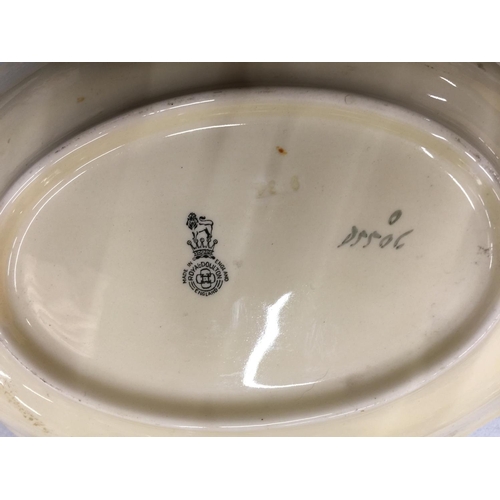 169 - THREE PIECES OF ROYAL DOULTON TO INCLUDE A PATTERNED BOWL, A ROBBIE BURNS PLATE AND A SMALL CREAM JU... 