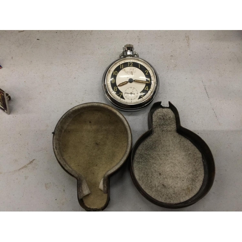 185 - A VINTAGE INGERSOLL POCKET WATCH IN ORIGINAL BRASS CASE