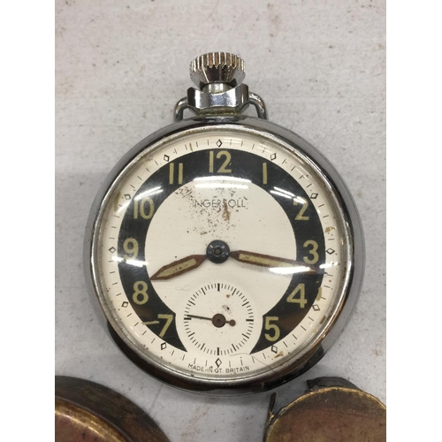 185 - A VINTAGE INGERSOLL POCKET WATCH IN ORIGINAL BRASS CASE