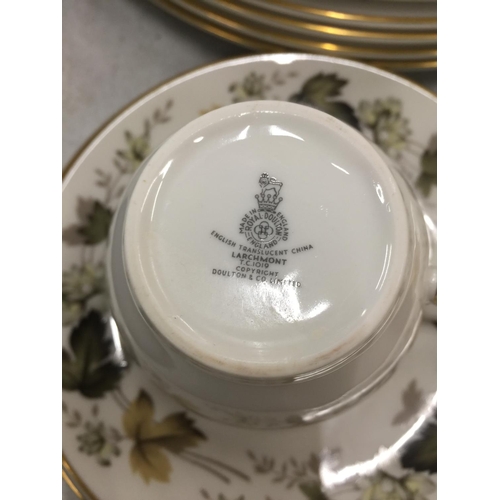 190 - A LARGE QUANTITY OF ROYAL DOULTON LARCHMENT DINNERWARE TO INCLUDE TRIOS, DINNER PLATES, DISHES, COFF... 