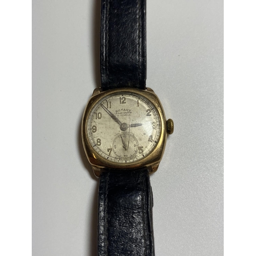 505 - A 1930'S 9CT GOLD CASED 'ROTARY' SUPER-SPORTS 15 JEWELS WATCH